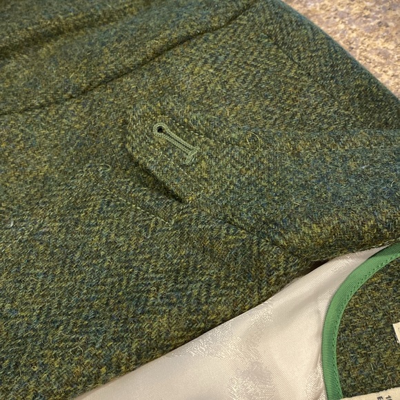 L.L. Bean Wool Blazer Jacket Green Herringbone Vintage 12 Petite - Picture 11 of 17